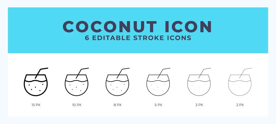 Coconut stroke icon for web. Mobile apps and ui. 스톡 일러스트