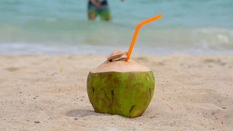 Coconut summer beach vacation time to travel. Tropical summer beach sea wave in  Stock-Footage 276142667