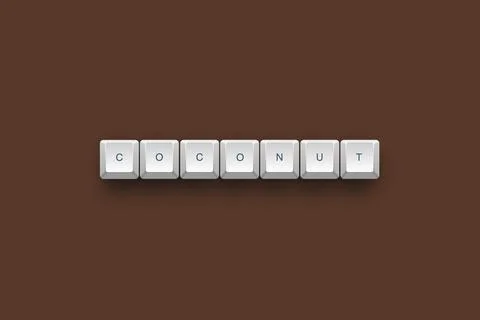 Coconut text on a 3d keyboard button with shadow concept series 스톡 일러스트