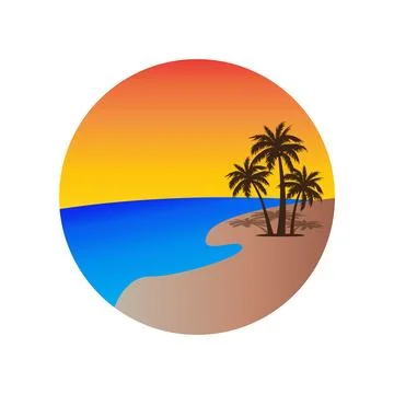 Coconut tree and beach vector Illustrazione stock