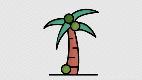 Coconut tree animated icon. animated icon related to agriculture Stock Footage 308370464
