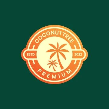 Coconut tree beach circle badge sticker logo design vector icon illustration Illustrazione stock