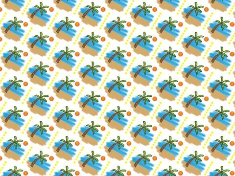 Coconut tree on beach seamless pattern background. Stock Illustration