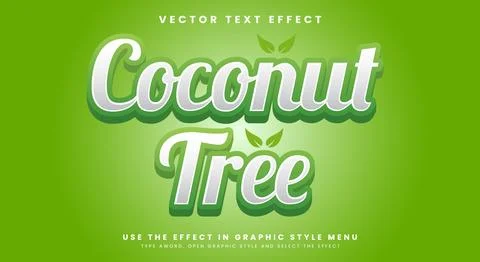 Coconut Tree editable text effect template Stock Illustration