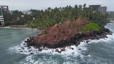 Coconut tree hill Mirissa Sri Lanka circle around, 4K Drone Shot Stock Footage 200315123
