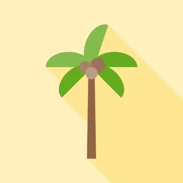 Coconut tree icon with long shadow Stock Illustration