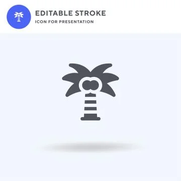 Coconut Tree icon vector, filled flat sign, solid pictogram isolated on white 库存插图