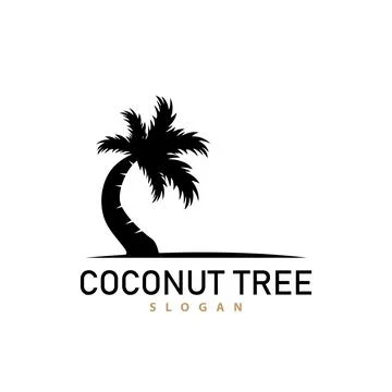 Coconut Tree Logo, Palm Tree Plant Vector, Simple Icon Silhouette Template .. Stock Illustration