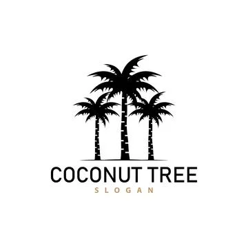 Coconut Tree Logo, Palm Tree Plant Vector, Simple Icon Silhouette Template .. 스톡 일러스트