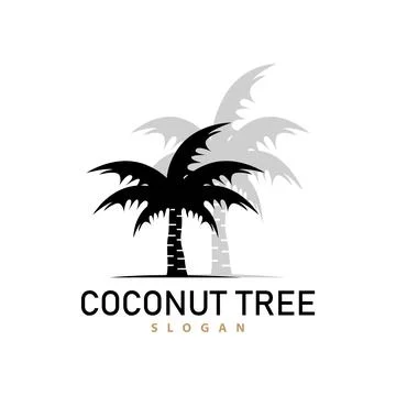 Coconut Tree Logo, Palm Tree Plant Vector, Simple Icon Silhouette Template .. Stock Illustration