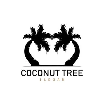 Coconut Tree Logo, Palm Tree Plant Vector, Simple Icon Silhouette Template .. Stock Illustration