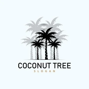Coconut Tree Logo, Palm Tree Plant Vector, Simple Icon Silhouette Template .. Stock Illustration