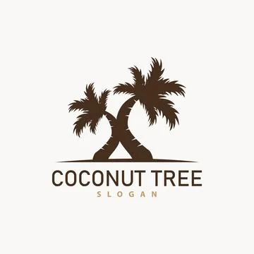Coconut Tree Logo, Palm Tree Plant Vector, Simple Icon Silhouette Template .. Stock Illustration