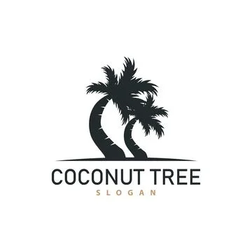 Coconut Tree Logo, Palm Tree Plant Vector, Simple Icon Silhouette Template .. Stock Illustration
