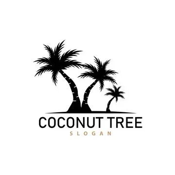Coconut Tree Logo, Palm Tree Plant Vector, Simple Icon Silhouette Template .. 스톡 일러스트