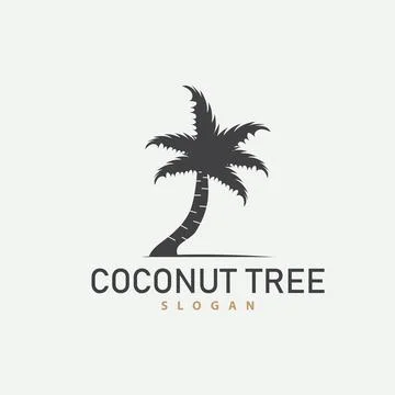 Coconut Tree Logo, Palm Tree Plant Vector, Simple Icon Silhouette Template .. Stock Illustration