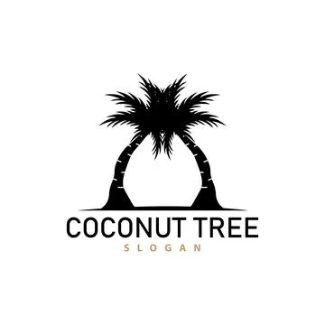Coconut Tree Logo, Palm Tree Plant Vector, Simple Icon Silhouette Template .. Stock Illustration