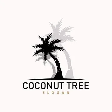 Coconut Tree Logo, Palm Tree Plant Vector, Simple Icon Silhouette Template .. Stock Illustration