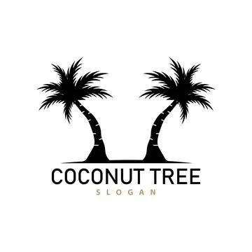 Coconut Tree Logo, Palm Tree Plant Vector, Simple Icon Silhouette Template .. Stock Illustration