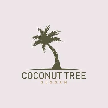 Coconut Tree Logo, Palm Tree Plant Vector, Simple Icon Silhouette Template .. Stock Illustration