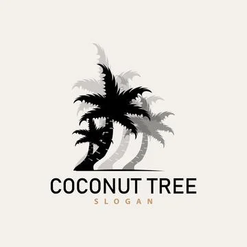 Coconut Tree Logo, Palm Tree Plant Vector, Simple Icon Silhouette Template .. Stock Illustration