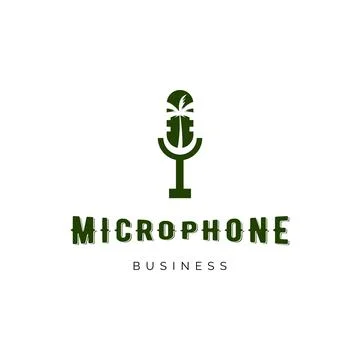 Coconut tree microphone icon logo design inspiration Stock Illustration