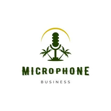 Coconut tree microphone icon logo design inspiration Stock Illustration