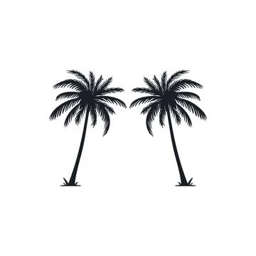 Coconut tree vector silhouette 스톡 일러스트