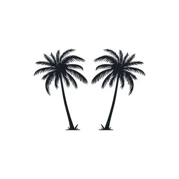 Coconut tree vector silhouette 스톡 일러스트