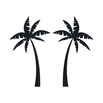 Coconut tree vector silhouette 스톡 일러스트