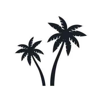 Coconut tree vector silhouette 스톡 일러스트