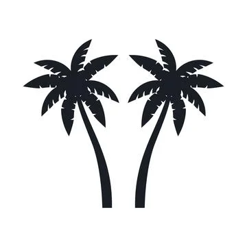 Coconut tree vector silhouette 스톡 일러스트