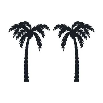 Coconut tree vector silhouette 스톡 일러스트
