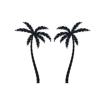Coconut tree vector silhouette 스톡 일러스트
