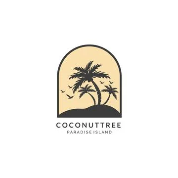 Coconut tree vintage logo vector illustration template design Illustrazione stock