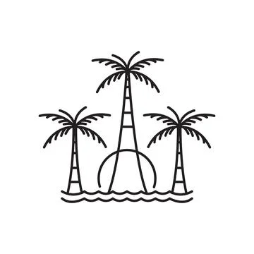 Coconut trees beach relax line minimal logo design vector 스톡 일러스트