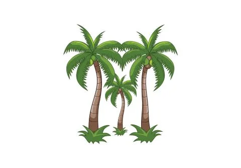 Coconut trees cartoon Stock Illustration