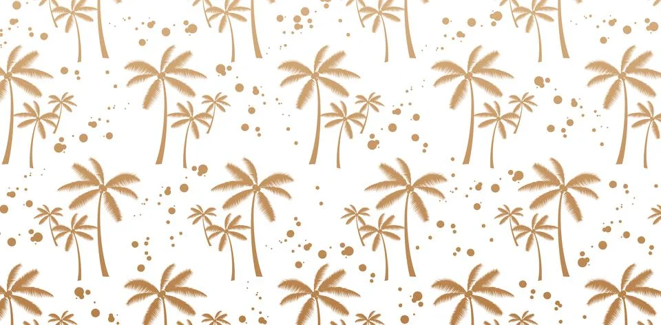 Coconut Trees Gold Pattern Stock Illustration