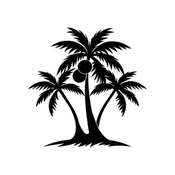 Coconut  trees, Palm trees design elements set, Trees Icons Stock Illustration