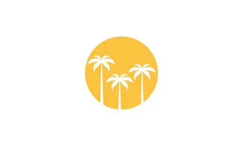 Coconut trees with sunset logo symbol vector icon illustration graphic design Stockillustratie