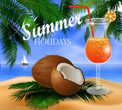 Coconut tropical nut background Stock Illustration