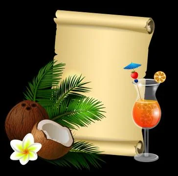 Coconut tropical nut fruit Stock Illustration