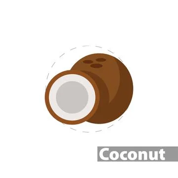 Coconut vector flat illustration icon Stock Illustration