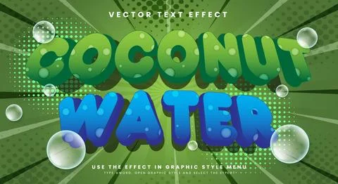 Coconut Water editable text effect template Stock Illustration