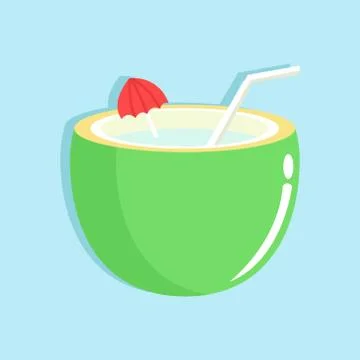 Coconut Water Simple Flat Vector Illustration Stock Illustration