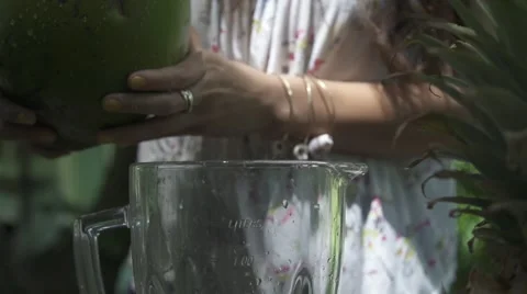 Coconut water in super slow motion 3 Stock Footage 43132747