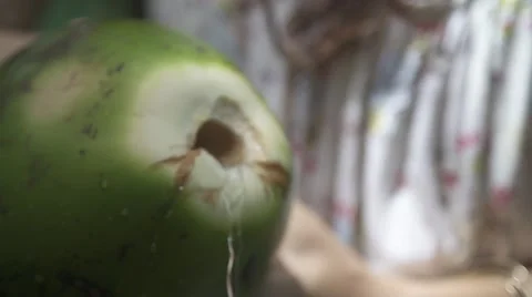 Coconut water in super slow motion Video stock 43133797