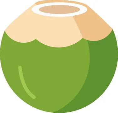 Coconut on a White Background With a Cut Top Showing the Inner Flesh and Wa.. Stock Illustration
