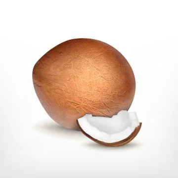Coconut wth slice Stock Illustration