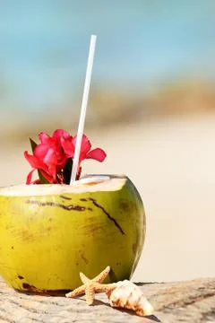 Coconuts on the beach Foto stock